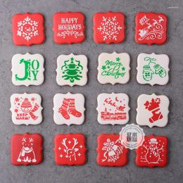 Baking Moulds Merry Christmas Cookies Stencil Cutter Coffee Cake Stencils Template Biscuits Fondant Mold Decorating Tools Supplies