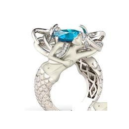 Arts And Crafts Fine Unique Wholesale Luxury Jewelry 925 Sterling Sier Cushion Shape Aquamarine Gemstones Cz Diamond Wediding Women Dhpxp