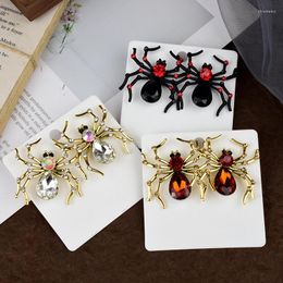 Stud Earrings Halloween Spider Vintage Alloy Rhinestone Black For Women Jewellery Party