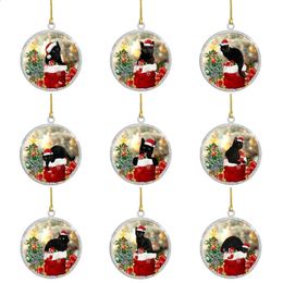 Christmas Decorations 2023 Black Cat Series Tree Hangers Acrylic Pendant Crafts Decorative Ornaments 231102