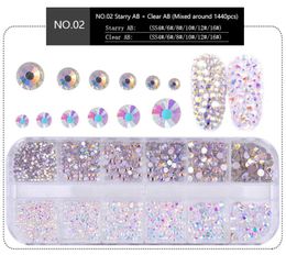 NA053 1 Box Multi Size Crystal Nails Decorations Acrylic Round Colourful Glitters Rhinestones DIY Nail Art Accessoires 1440pcs6980281