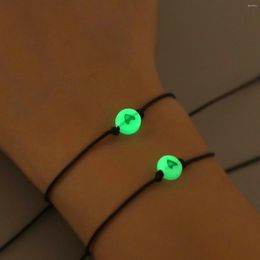 Charm Bracelets 2 PCS/Set Heart Luminous Couple For Men Women Lover Promise Friendship Hand Braided Rope Anniversary Gift Jewellery