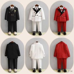 Clothing Sets Boy Formal Suit Flower Children Wedding Dress White Baby First Birthday Set Infant Costume Kids Blazer Pants