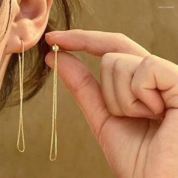 Dangle Earrings Trendy Gold Colour Chain Tassels Earring Classic Korean Fashion For Women Vintage Elegant Jewellery Delicate Jewellery