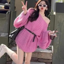 Women's Sweaters Sweater Manufacturer 2023 Korean Style Loose Design Niche Knitwear Idle Off-Long Sleeve