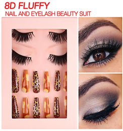 24PcsSet Reusable False Nail Tips Full Cover 3D Mink Eyelashes With Fake Nails Set Makeup Tools1590807