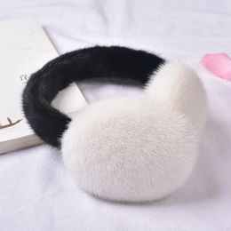 Ear Muffs Natural Genuine Mink Fur Earmuffs Earflap Foldable UNISEX Lovely Plush Ear Protection to Keep Warm for Men and Women in Winter 231102