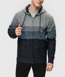 Men's Sweaters 897504629 Men's FASHIONSPARK Irish Cable Knitted Hoodie Sweater Full Zip Cardigan Colorblocked Striped Jacket Slim Fit