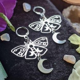 Dangle Earrings Vintage Silver Colour Stainless Steel Butterfly Women's Boho Retro Moon Moth Drop Female Jewellery Wholesale