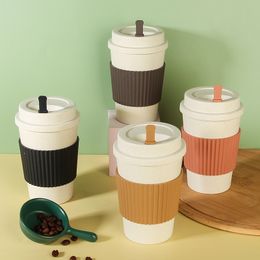 Wheat straw portable coffee cup leak-proof and scalder-proof milk cup Insulated accompanying water cup for student outdoor office