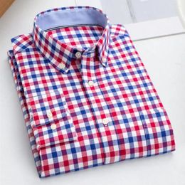 Men's Casual Shirts Cotton 3XL Oversized Original High Quality Luxury Long Sleeve Plaid Oxford Shirt Summer Business Clothing