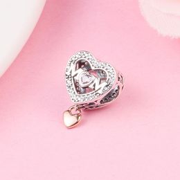 925 Sterling Silver Two-tone Openwork Infinity Heart Bead Fits European Jewelry Pandora Style Charm Bracelets