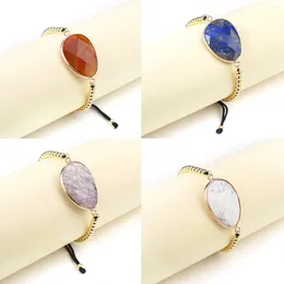 Strand Natural Stone Agate Lapis Lazuli Jewelry Black Thread Woven Bracelet Amethyst Accessories Party Wedding Charm Gift
