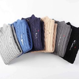 Mens Designer Polo Sweater Fleece ralphs Shirts Thick Half Zipper High Neck Warm Pullover Slim Knit Knitting Lauren Jumpers Small horse Brand Cotton Sweatshirt YT44