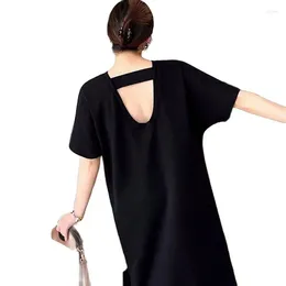 Party Dresses TYJTJY Fashionable Knee Length For Women 2023 Summer Dress Lazy Relaxed Casual Backless Short Sleeve