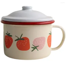 Mugs Impression Enamel Thickened Strawberry Retro Water Cup Mug Coffee Milk Household Multi-purpose Bowl