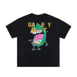 Men's T-shirts Designer Galleryes depts T-shirts Used Gary Fried Color Washed Black Tide High Street Casual Loose Round Neck 260s