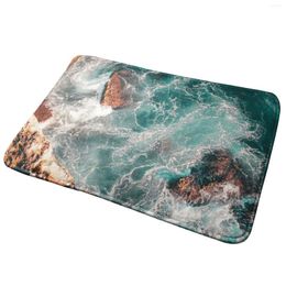 Carpets Blue Ocean Waves Entrance Door Mat Bath Rug Water White Summer Travel Explore Adventure Beach Seaside Beautiful Nature