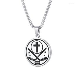 Pendant Necklaces Stainless Steel Football Basketball Baseball Rugby Cross Round Pendants Necklace For Women Men Unisex Jewellery