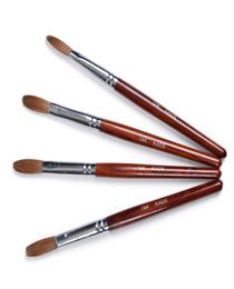 100 Kolinsky Sable Nail Brush UV Acrylic Brush Carving Pen Liquid Powder DIY Flat Round Red Wood Nail Drawing2711371