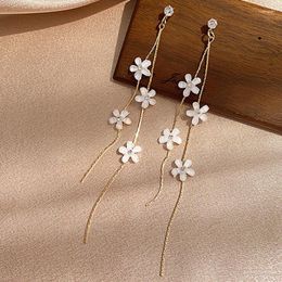 Dangle Earrings 2023 Fashion Women Resin Flower Rhinestone Tassel Long Drop Wedding Party Jewelry Accessories Gifts