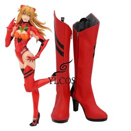 Catsuit Costumes Anime EVA Asuka Langley Soryu Shoes Halloween Party Red Leather Boots Custom Made