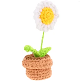 Decorative Flowers Botanical Decor Wedding Party Decorations Hand Lifelike Floral Faux Sunflower Bonsai Woven Small Pot