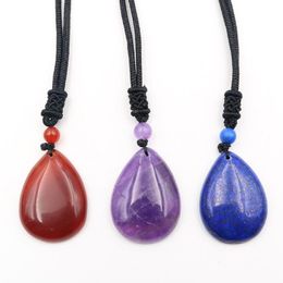 Pendant Necklaces Reiki Healing Energy Natural Crystals Pink Quartz Water Drop Pendants DIY Necklace For Women Fashion Charm JewelryPendant