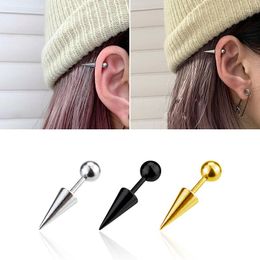 Stud Earrings Round Ball Spike Cone Tip Titanium Steel Women Men Screw Back (Pierced) Punk Gothic Jewellery Gifts Fashion