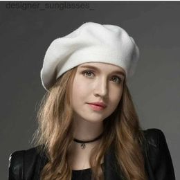 Berets new Women Berets Hat Fashion white Knitted Berets With Rhinestone Ladies French Artist Beanie Beret Warm Hat Multiple Colors CL231103