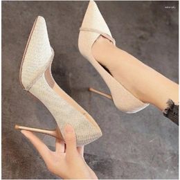 Dress Shoes Single Shoe Women 2023 Spring And Autumn French Girl Pointy Rhinester High Heels Fashion Stiletto Zapatos De Mujer