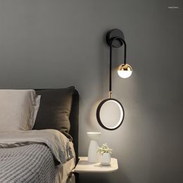 Wall Lamps Gold Round Lamp Copper LED Bedside Light Nordic Mounted Bedroom Living Room Indoor Aisle Decorative Wandlamp