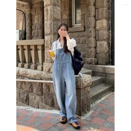 Women's Jeans College Style Age-reducing Denim Overalls Autumn Korean Casual Loose And Thin Straight-leg Pants Wide-leg