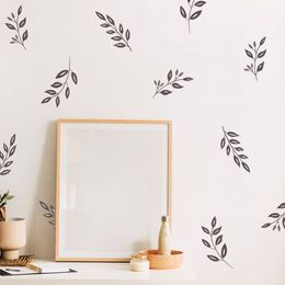 Wall Stickers Handpainted Wild Flowers Twigs Leaf Wall Decals Girl Room Children's Room Sweet Flowers and Twigs Leaf Decals Bedroom Vinyl December 230403