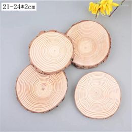 Table Mats 5 Pcs 21-24cm Big Round Natural Wood Slices With Bark Tree Coasters Discs Cut Craft