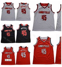 Donavan Mitchell College Jerseys 45 Men Basketball Jerseys Team Colour Red Black Away White University Breathable