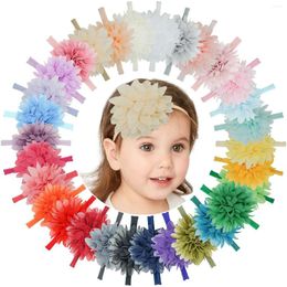 Hair Accessories 30Pcs Baby Girls Headbands Chiffon Flower Nylon Band For Borns Infants Toddlers Gifts