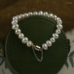 Charm Bracelets White Freshwater Pearls Bracelet For Women Bead Pearl With Link Chain Tassel Golden Clasp