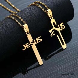 New Scapular Christian Catholic Religious Sier Gold Plated Stainless Steel Chain Jesus Cross Pendant Necklace for Women Men