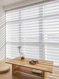 Blinds Custom Cut to Size Basic White Zebra Roller Dual Layer Shades Sheer or Privacy Light Control Day and Night 230403