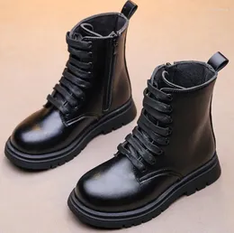 Boots 2023 Girls Short Black Children Fashion Side Zipper Kids Sport Shoes Drop Casual Snow Sneakers