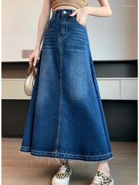 Skirts BabYong All-Matching Maxie Jens Skirt For Women 2023 Spring Coincidence Pocket Tall Line Tit Tits