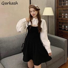 Two Piece Dress Dress Sets Women Summer Long Sleeve Pure Colour Mini Ulzzang Crop Top Design Fashion Ladies Slim Retro Party Ins ly 230403