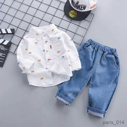 Clothing Sets New Spring Autumn Boys Clothing Set Cartoon Car Shirt Pants 2Pcs Suit For Kids Children Outfit