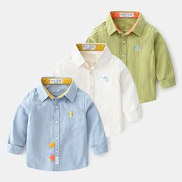 Kids Shirts Baby Boys Shirts Long Sleeve Cartoon School Blouse Kids White Shirt For Toddler Boys Blouse Children Tops Autumn 230403