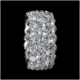 Charm Bracelets Huitan Bling Fl Paved Round Cz Crystal Promise Ring For Women Sier Color Brilliant Engagement Eterni Dhgarden Dhhoe