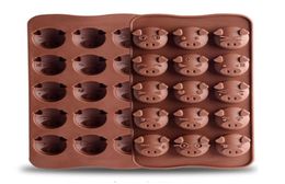 15 Grids Cute Pig Head Cake Candy Chocolate Silicone Moulds Tools 3D Fondant DIY Handmade Kitchen Baking Cookie Mould Accessories3740255