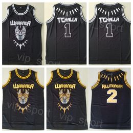 Movie Basketball 2 Hillmoager Erik Killmonger Jersey WAKANDA Black Panther 1 Tchalla College Breathable University Team Colour For Sport Fans Pure Cotton Shirt