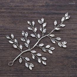 Hair Clips Silver Color Leaf Crystal Bridesmaid Headpiece Rhinestone Wedding Piece Prom Bridal Vine Headband For Women Jewelry