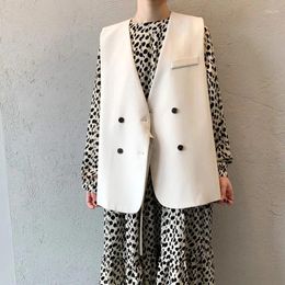 Women's Vests Large Size M-3XL Korean Version Suit Vest Short 2023 Spring Loose V-neck Fashion Jacket Women Waistcoat N182